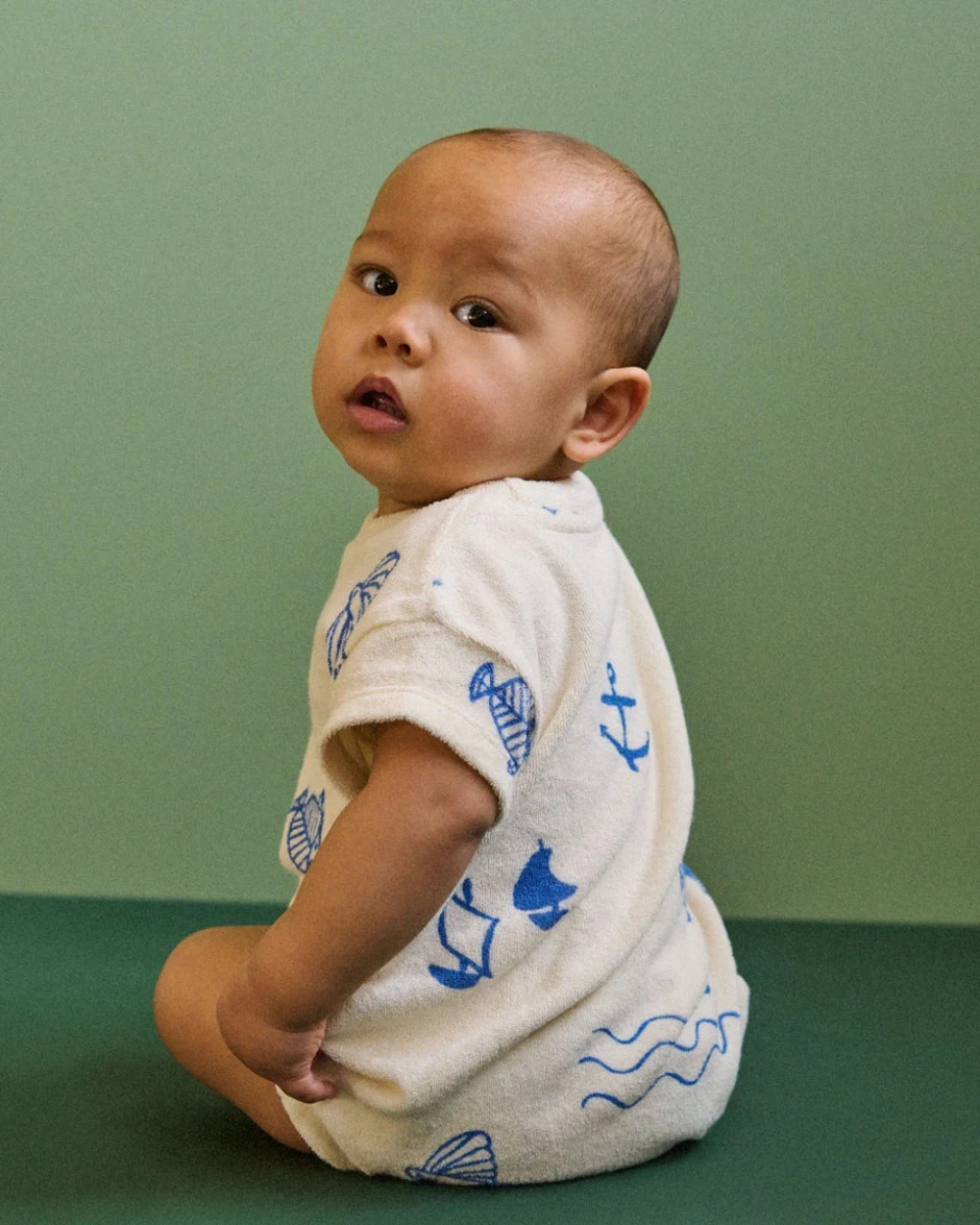 Juno Terry Romper - Atlantic Print