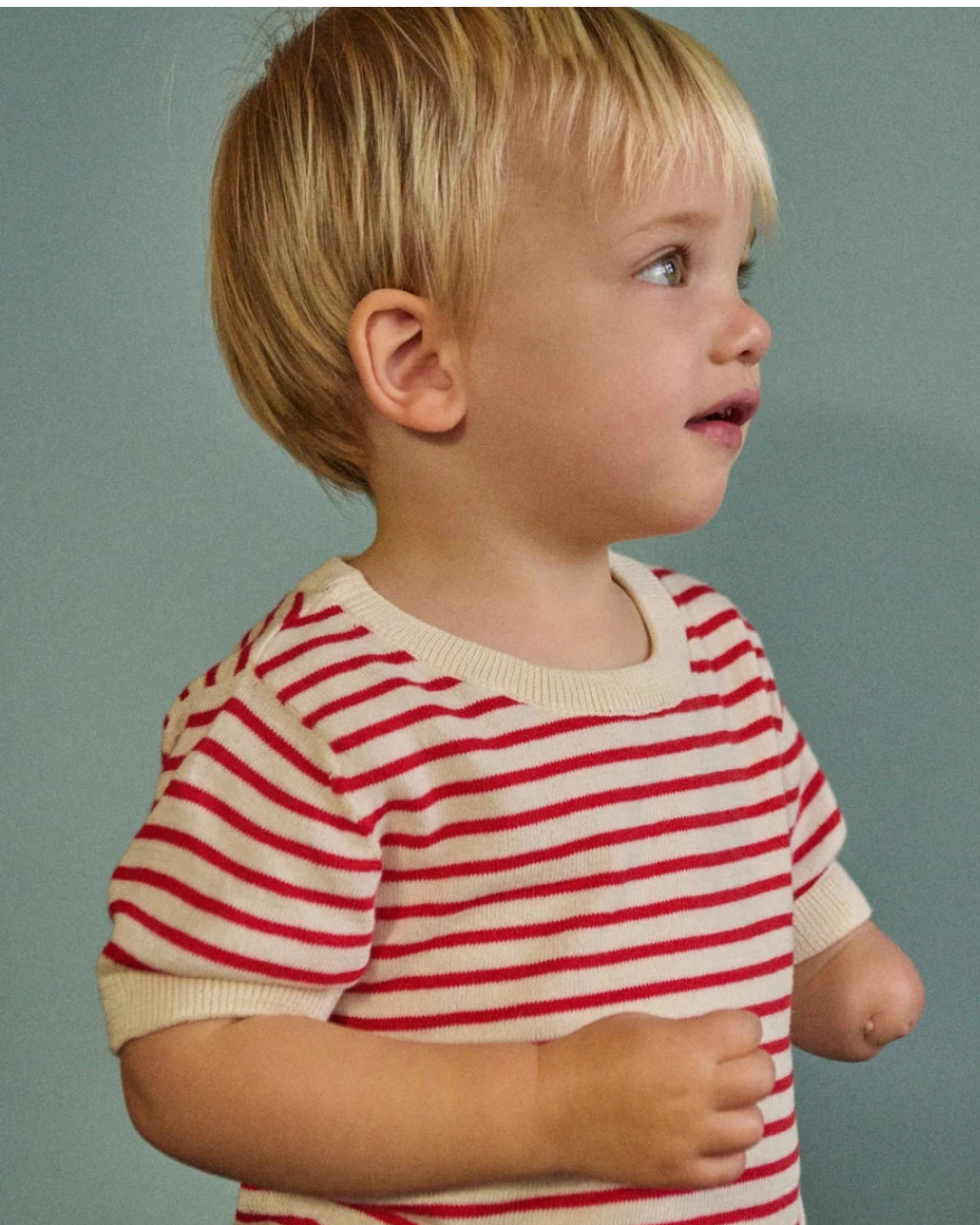 Knitted River Tee- Red Sailor Stripe