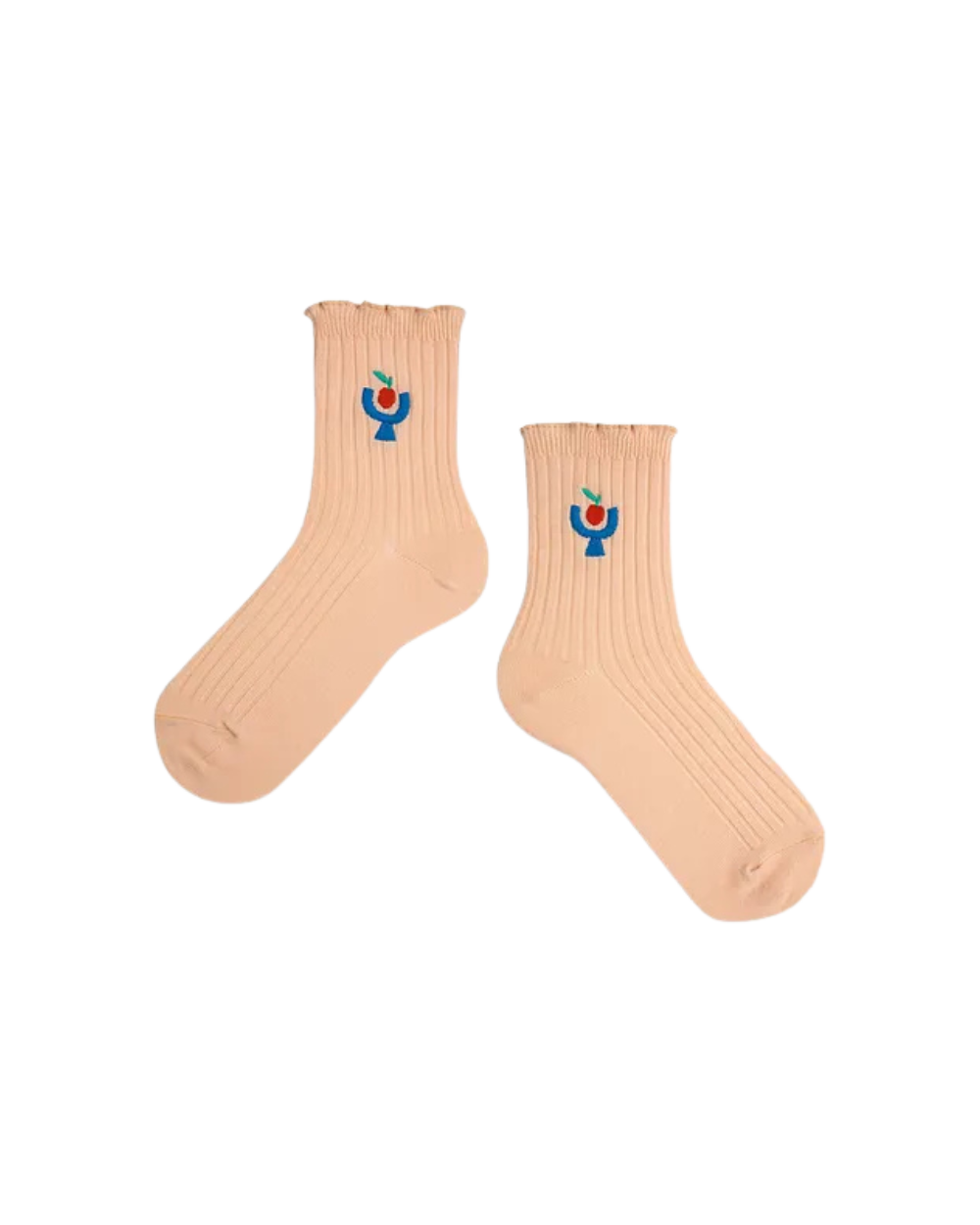 Tomato Plate Embroidery Short Socks
