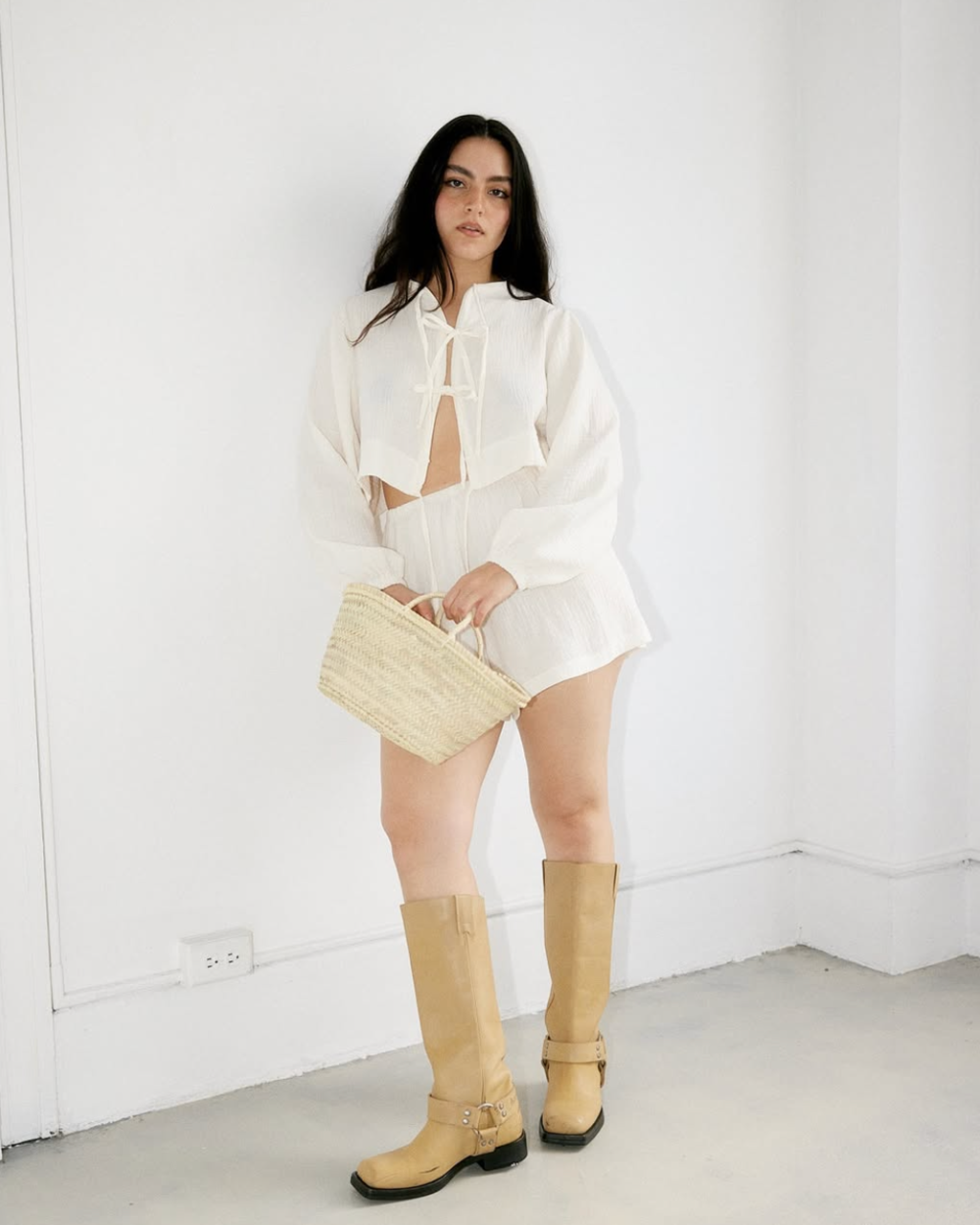 The Tie Top - Cream Gauze