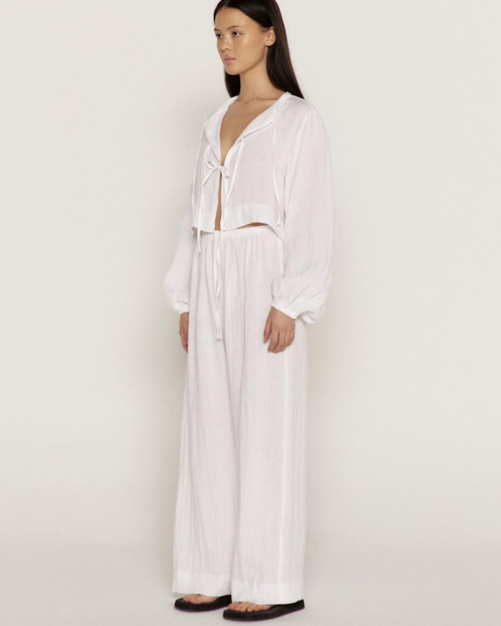 The Tie Top - Cream Gauze
