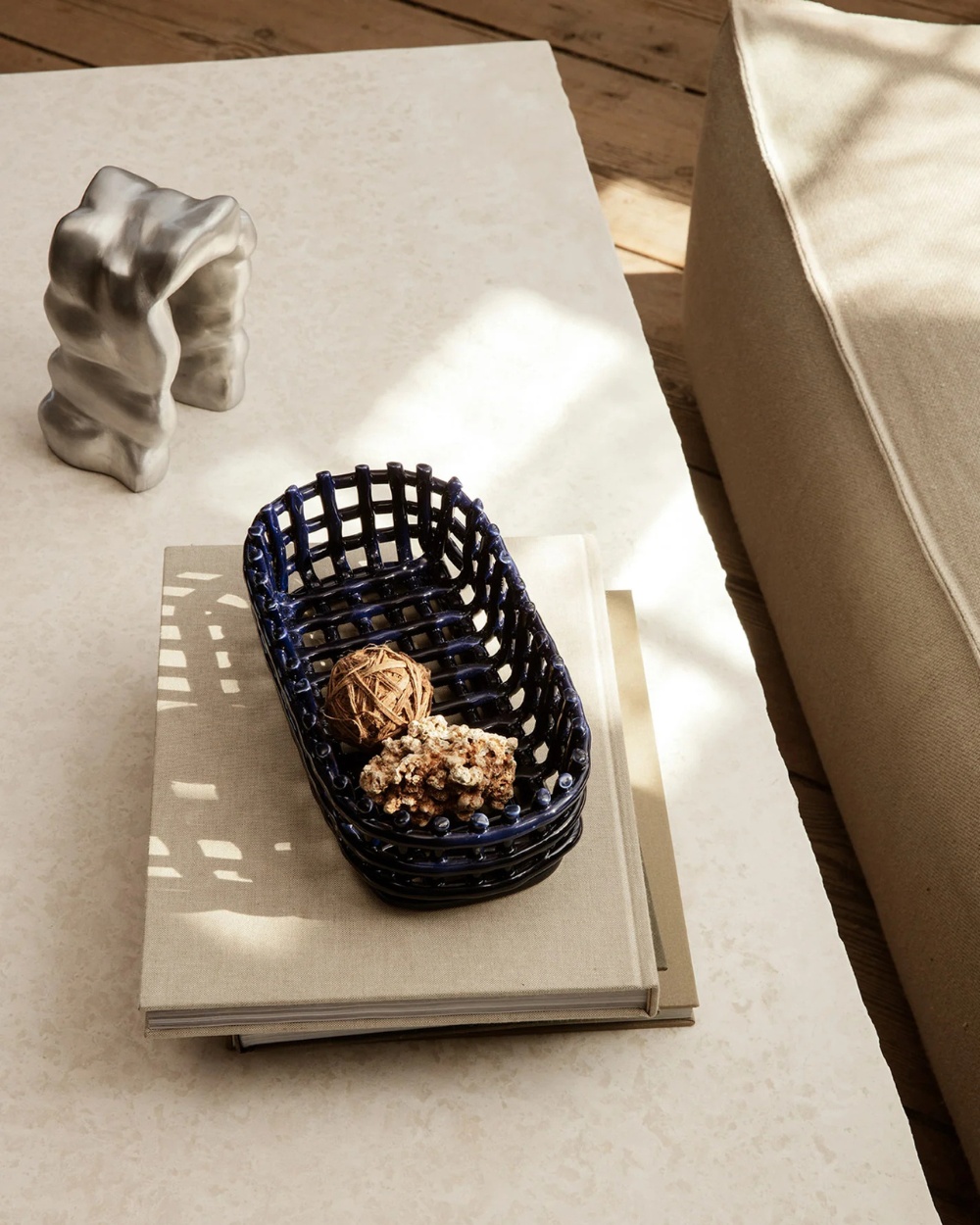 Ceramic Basket - Oval - Blue