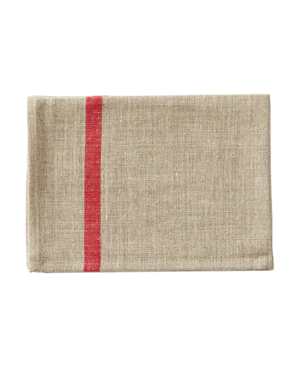 Linen Tea Towel - Natural/Red