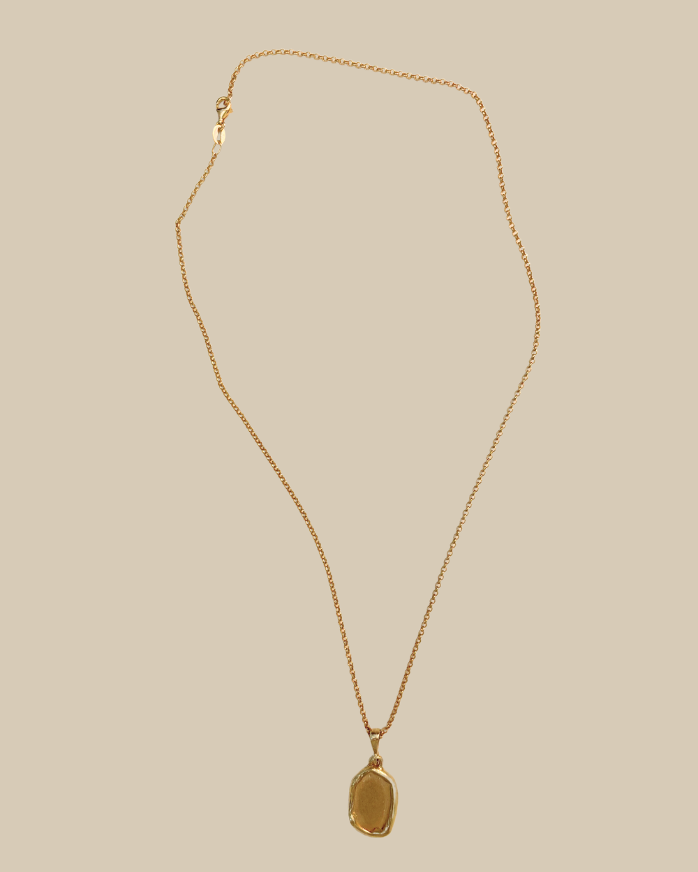 Organic ID Tag Necklace - Gold Plated Silver