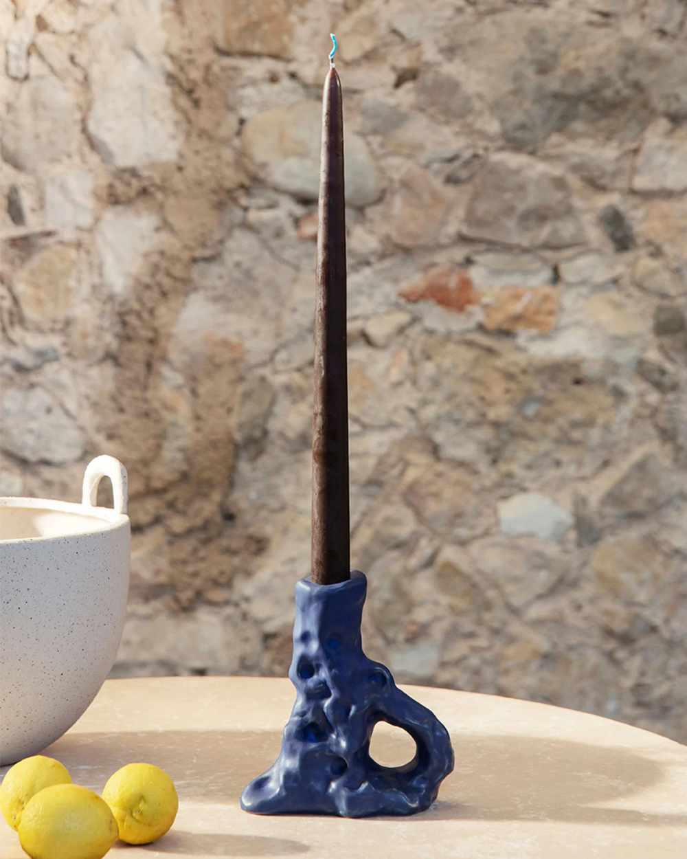 Dito Single Candle Holder - Bright Blue