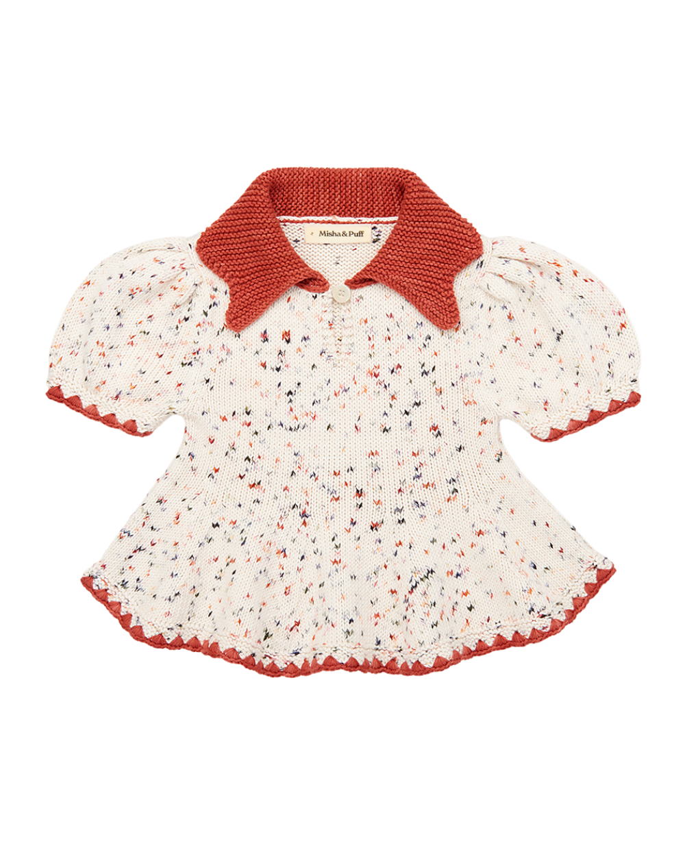 Crochet Trim Puff Top - Picnic Confetti