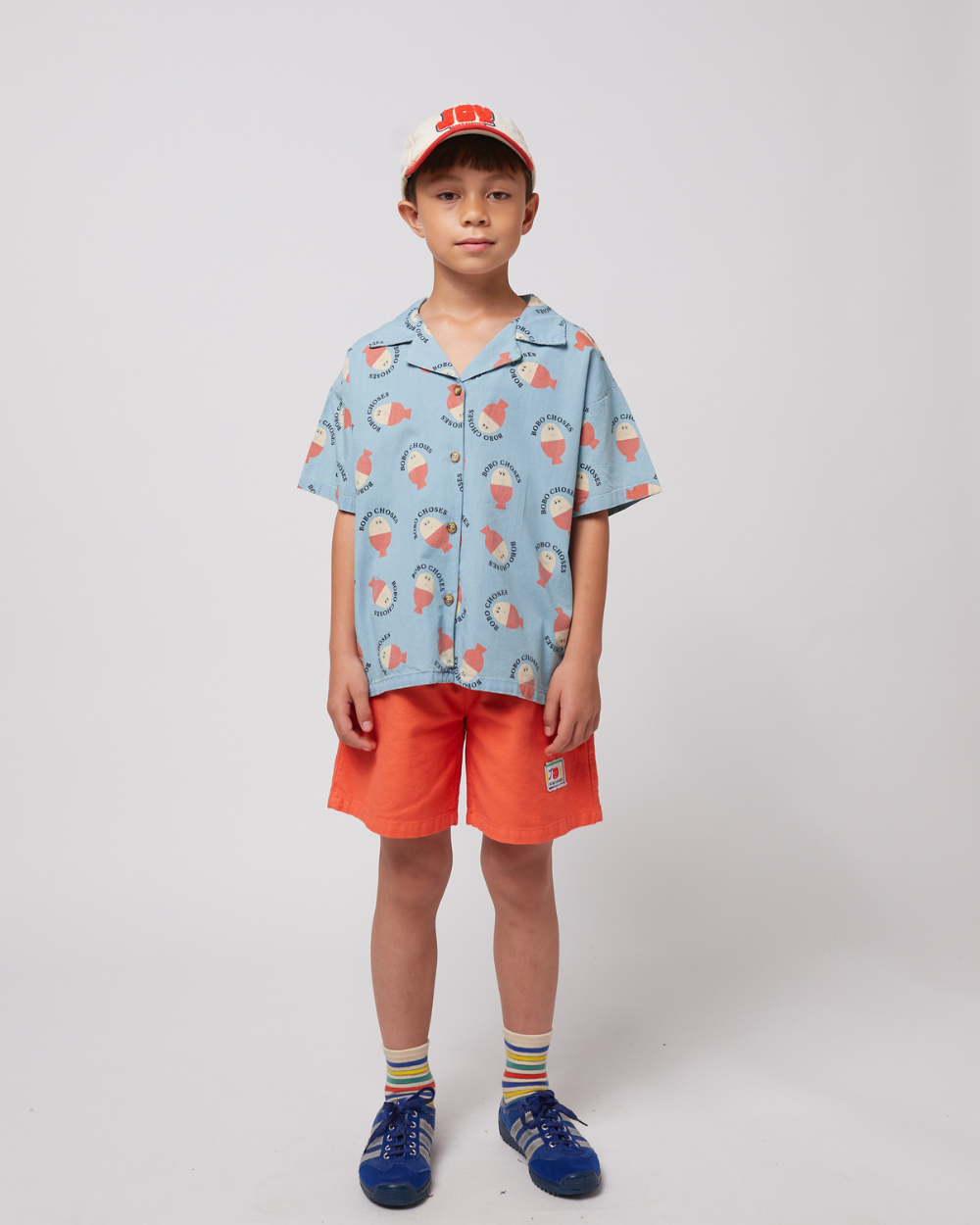 Smiling Woven Bermuda Shorts - Red