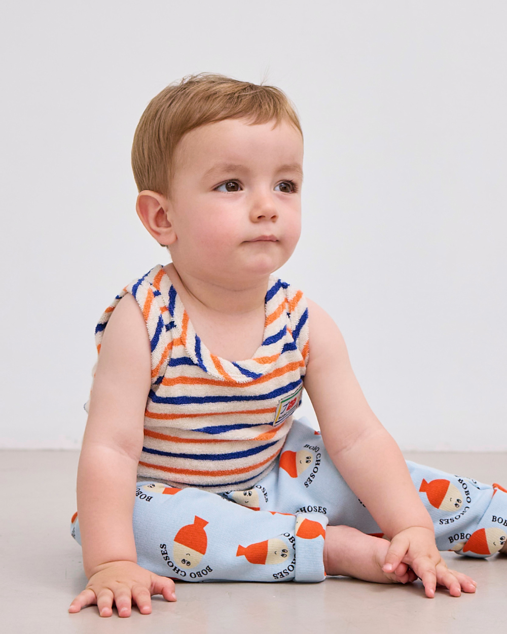 Smiling Stripe Terry Cloth Tank Top - Off White Stripe