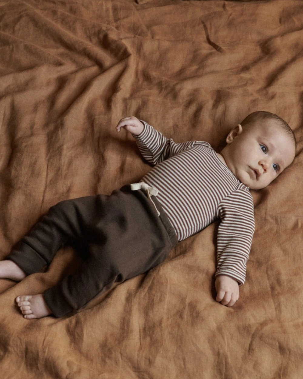 Organic Cotton Longsleeve Bodysuit - Pinecone Stripe