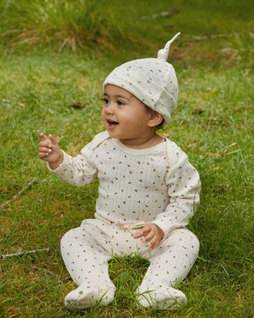 Pointelle Longsleeve Bodysuit - Aster Floral