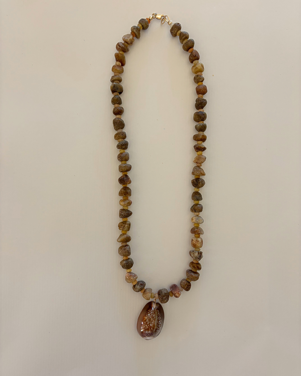 Yellow Rough Sapphire, Aventurine & Shell Necklace