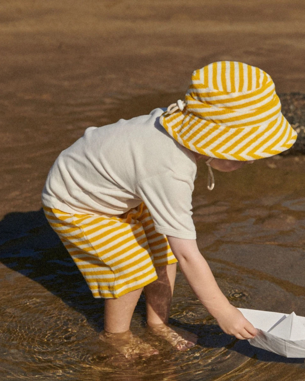 Bucket Sunhat Terry - Golden Sea Stripe
