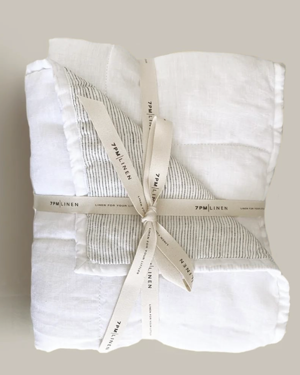 Quilted Blanket / Play Mat - Mini Stripe-White