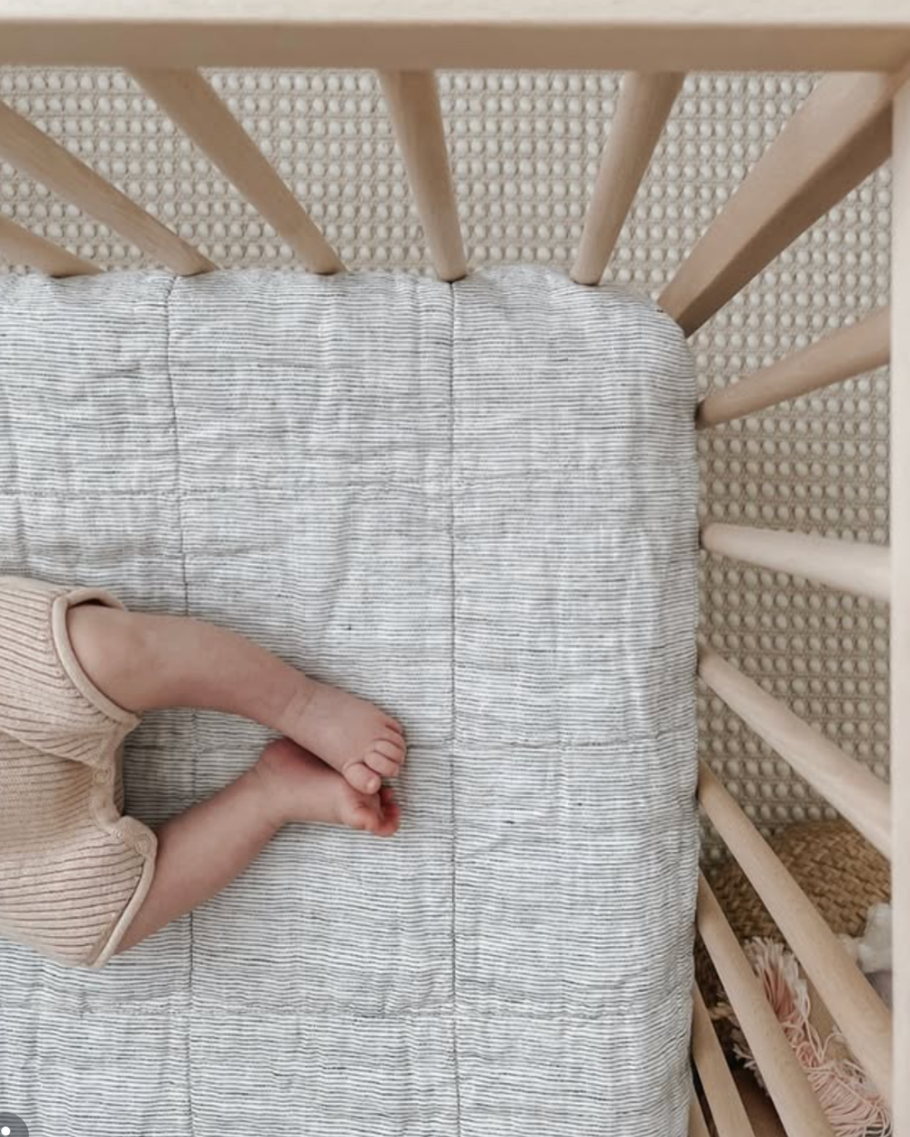 Quilted Blanket / Play Mat - Mini Stripe-White