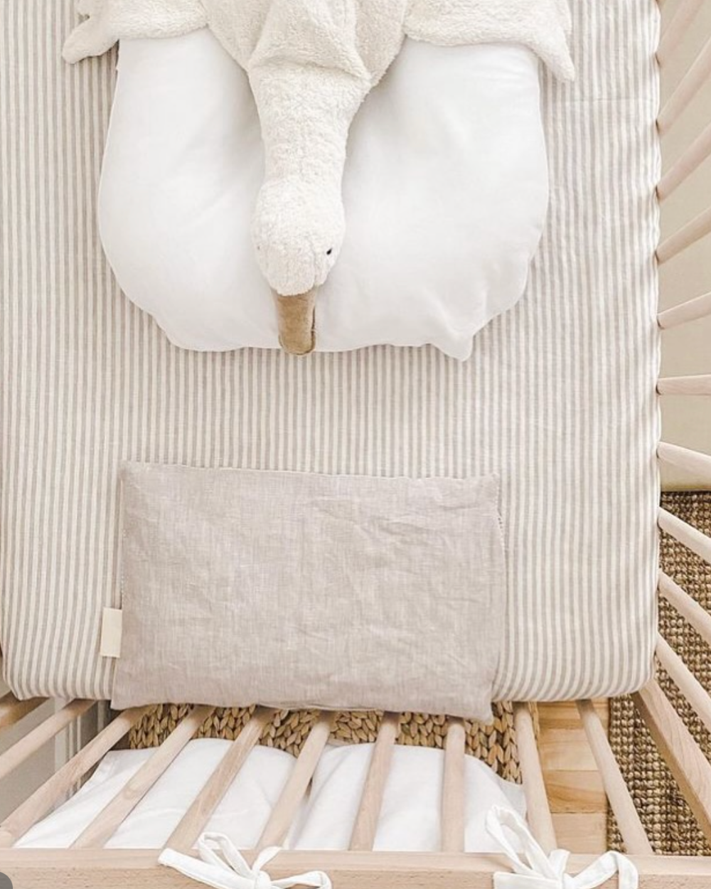 Cot Fitted Sheet - Natural Stripe