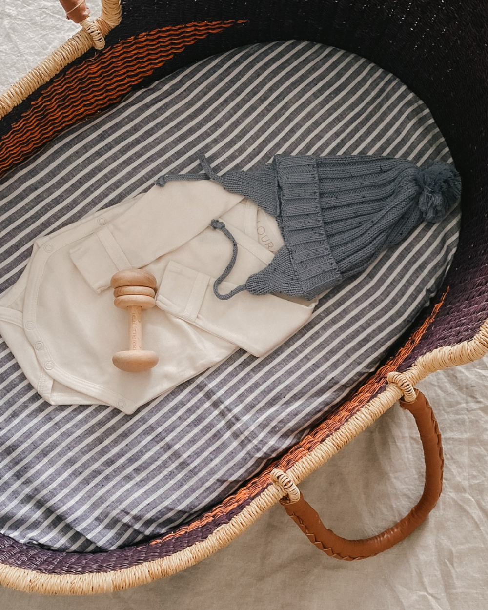 Bassinet Fitted Sheet - Sea Breeze Stripe