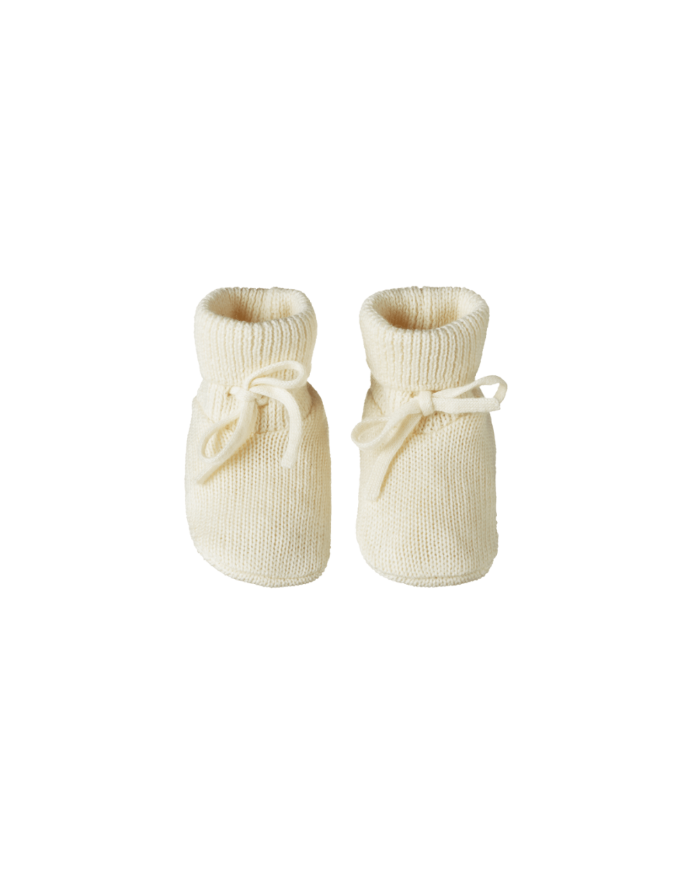Merino Knit Drawstring Booties - Natural