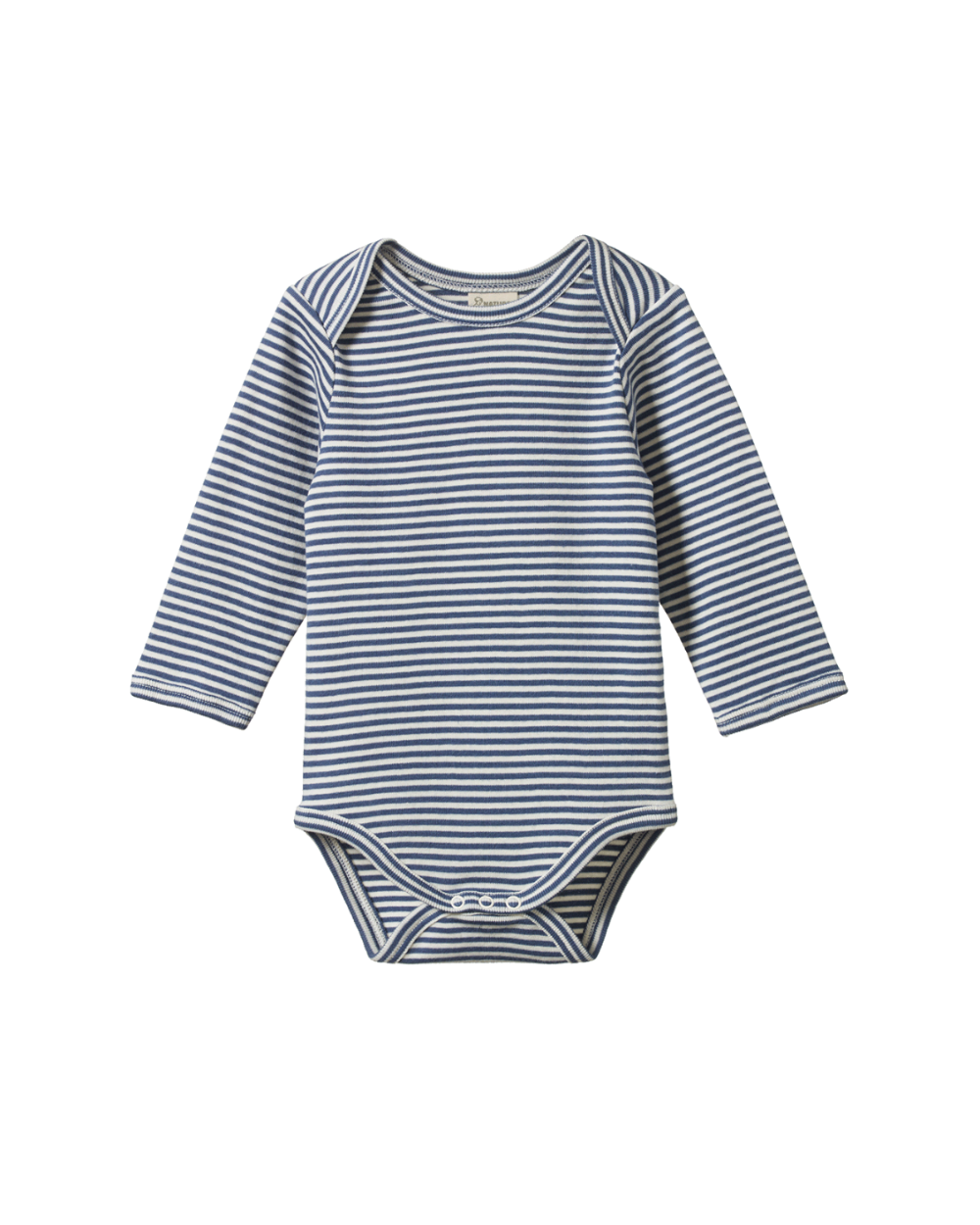 Organic Cotton Longsleeve Bodysuit - Vintage Indigo Stripe