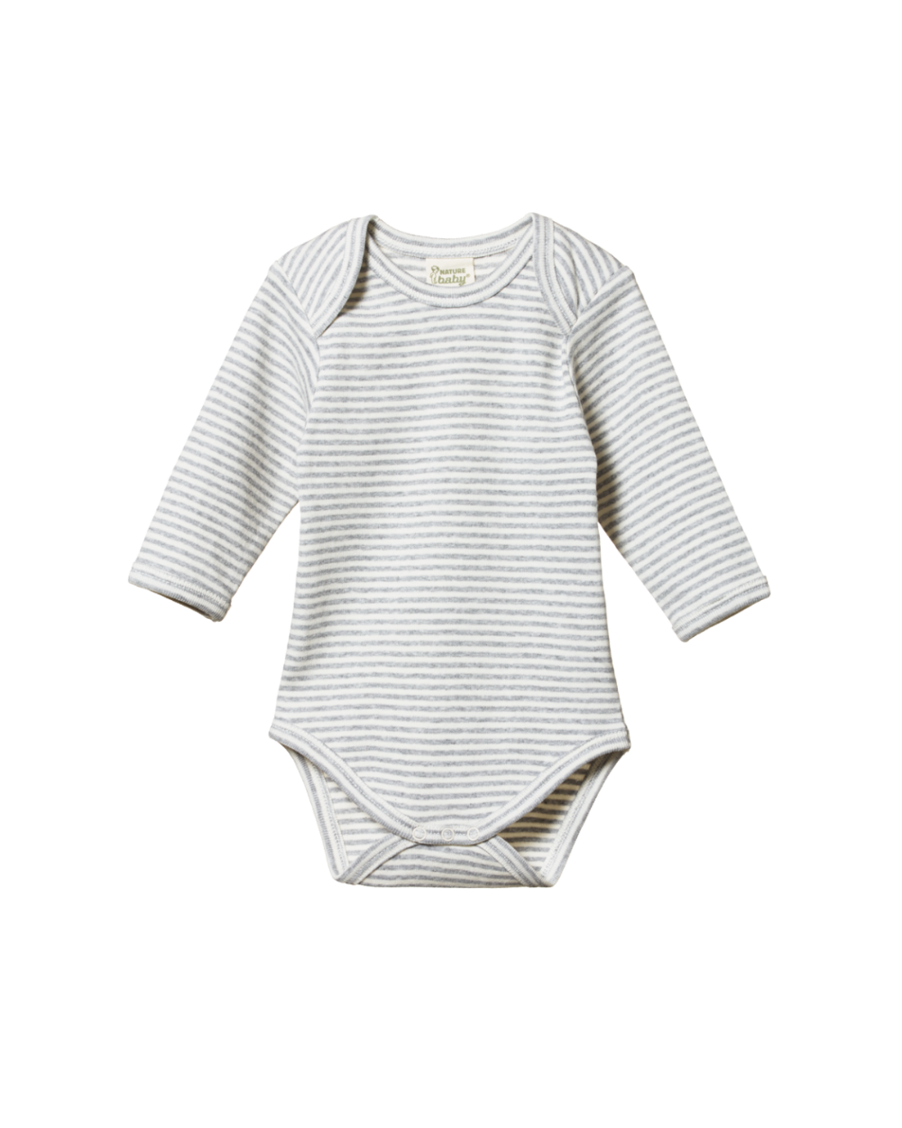 Organic Cotton Longsleeve Bodysuit - Greymarl Stripe