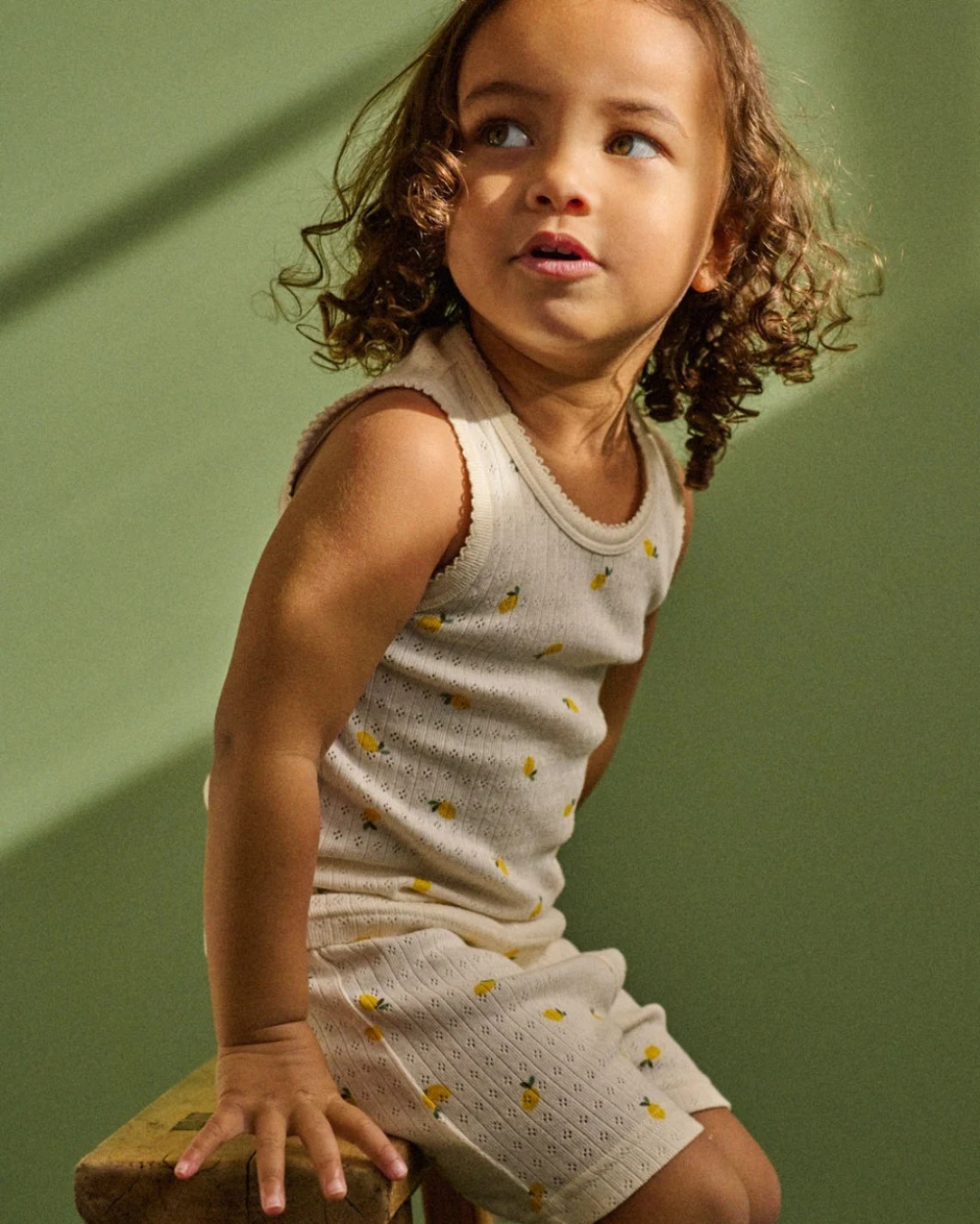 Pointelle Singlet Pyjama Set - Lemon Print