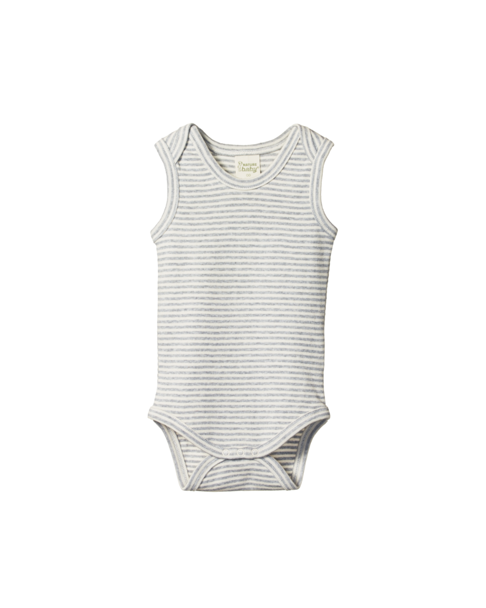 Organic Cotton Singlet Bodysuit - Greymarl Stripe