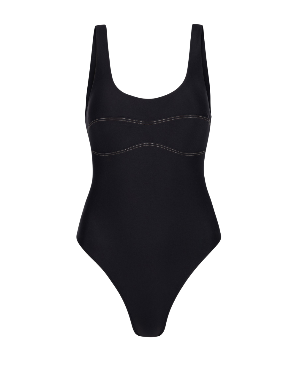 Contrast Stitch One Piece - Black