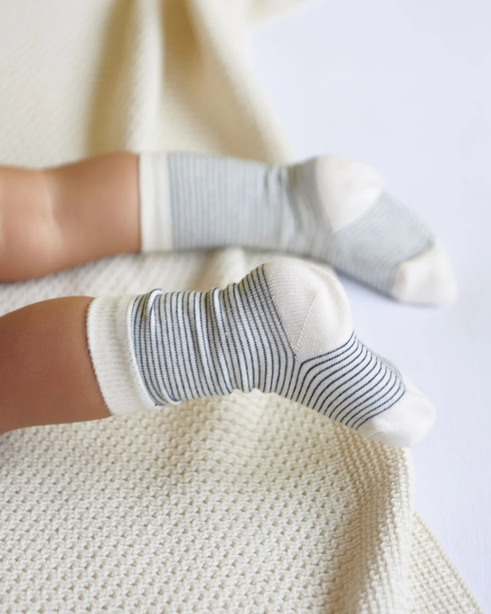Organic Cotton Rib Socks - Navy Stripe