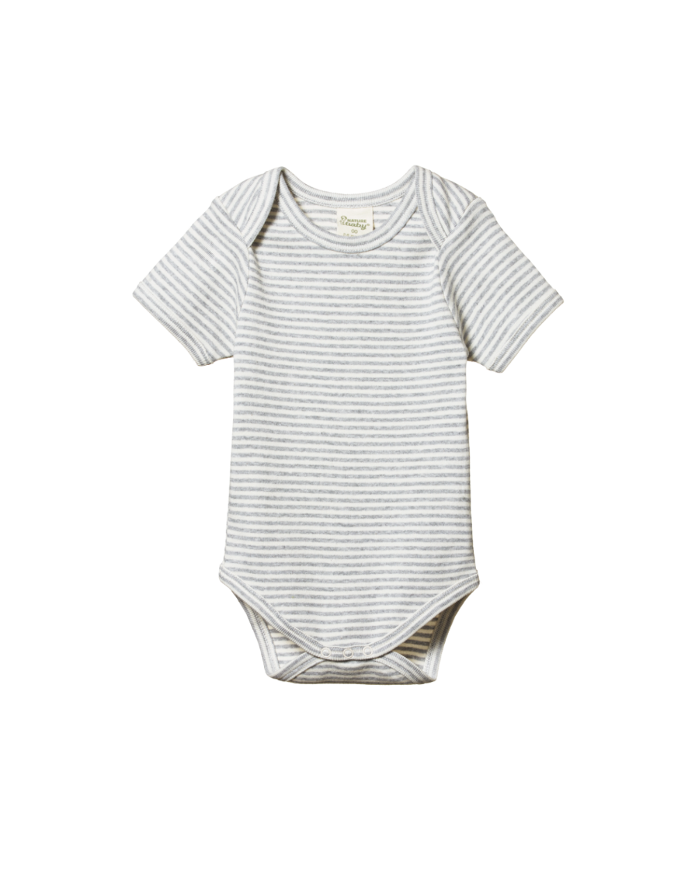 Organic Cotton Shortsleeve Bodysuit - Greymarl Stripe