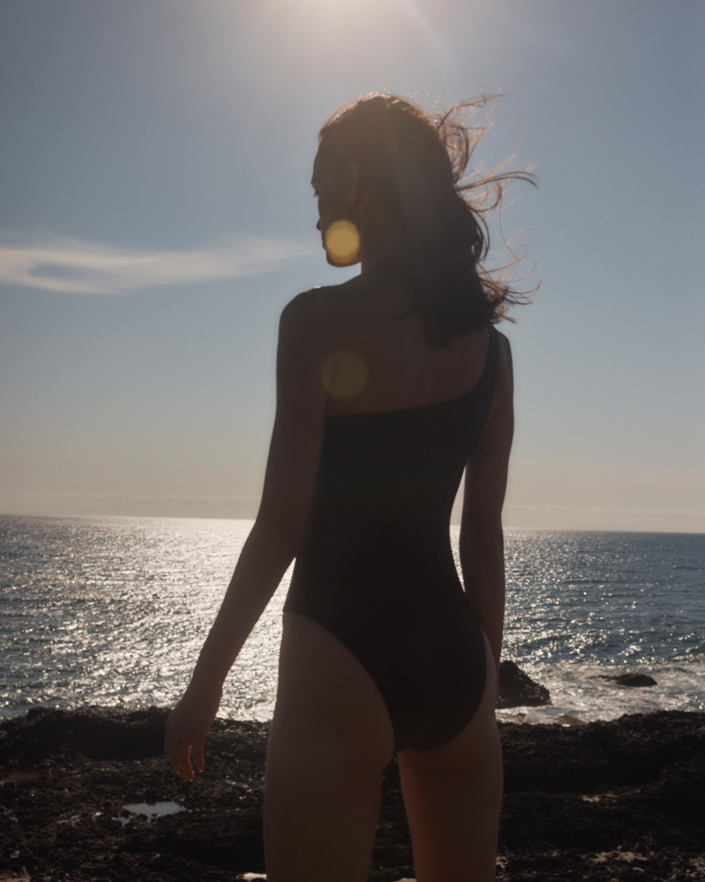 One Shoulder One Piece - Shimmer Chocolate