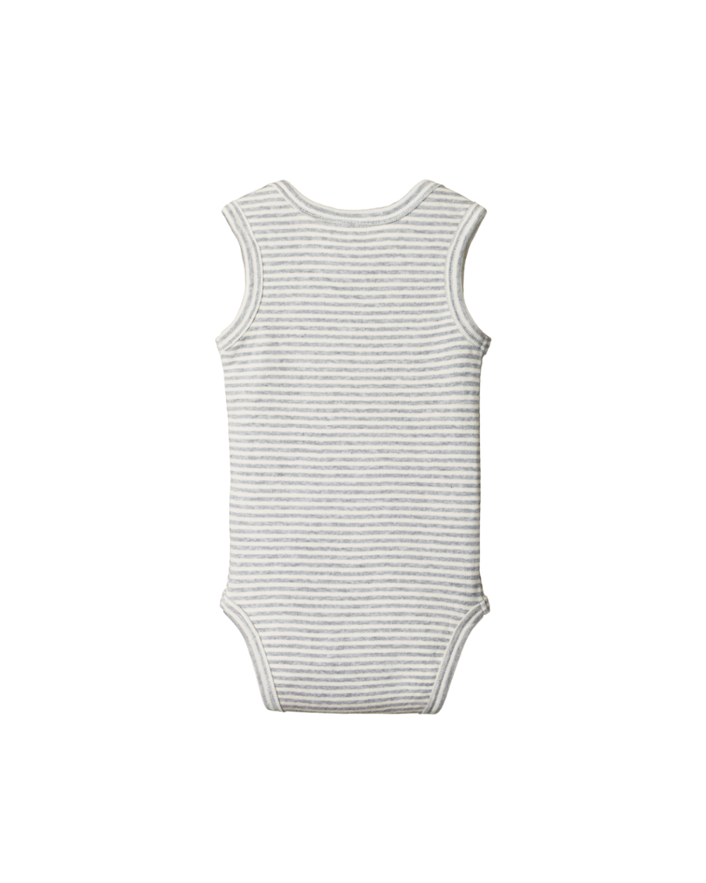 Organic Cotton Singlet Bodysuit - Greymarl Stripe