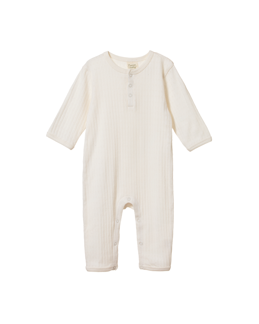 Henley Pointelle Pajama Suit - Natural