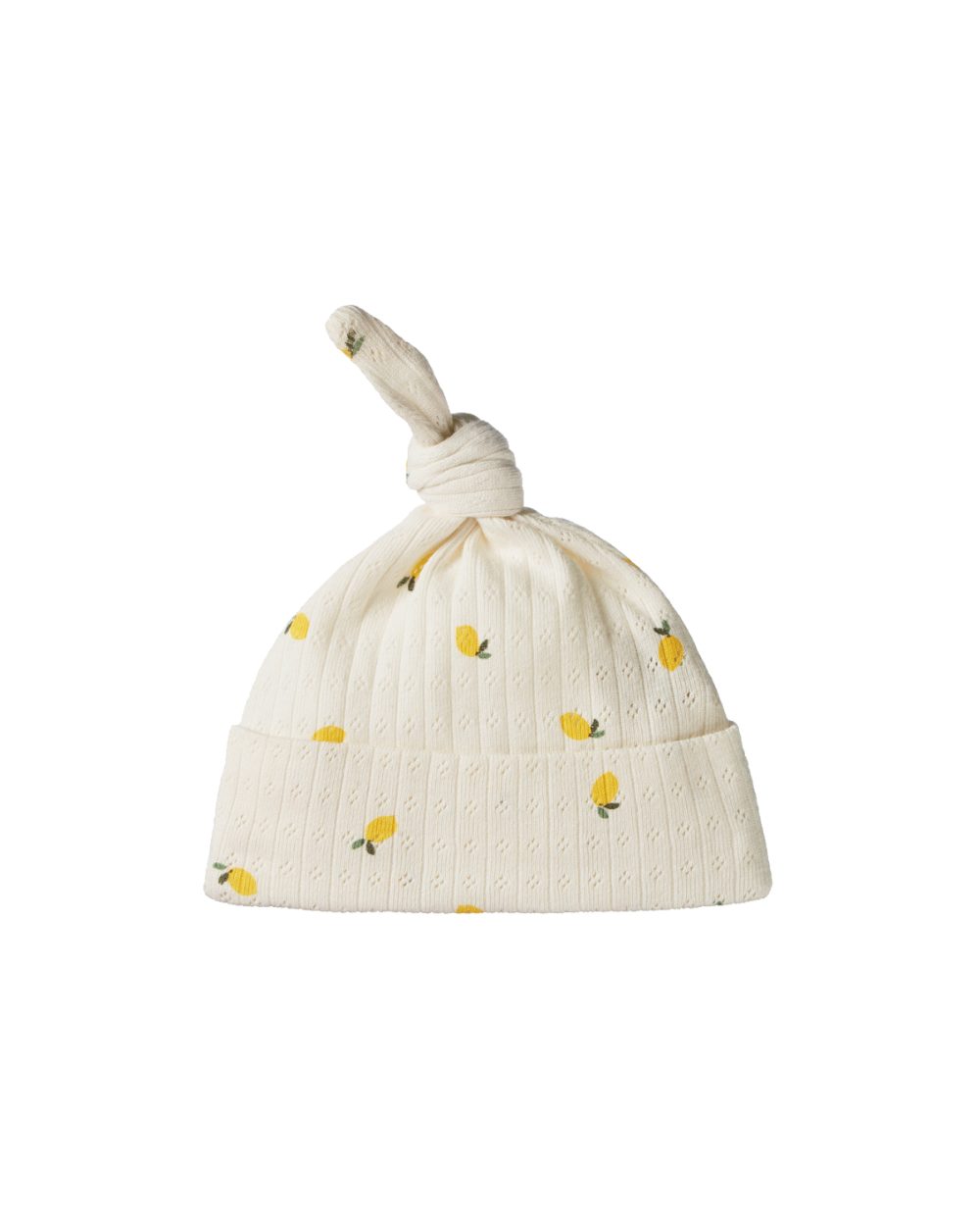 Cotton Knotted Beanie - Lemon Print