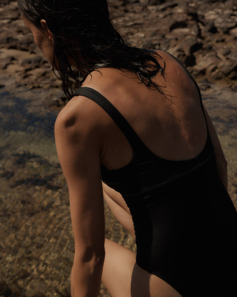 Contrast Stitch One Piece - Black