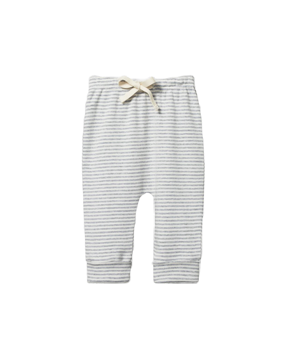Organic Cotton Drawstring Pants - Greymarl Stripe