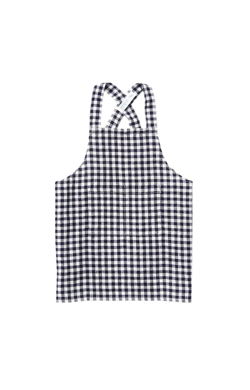 Kids Linen Apron - Navy Check