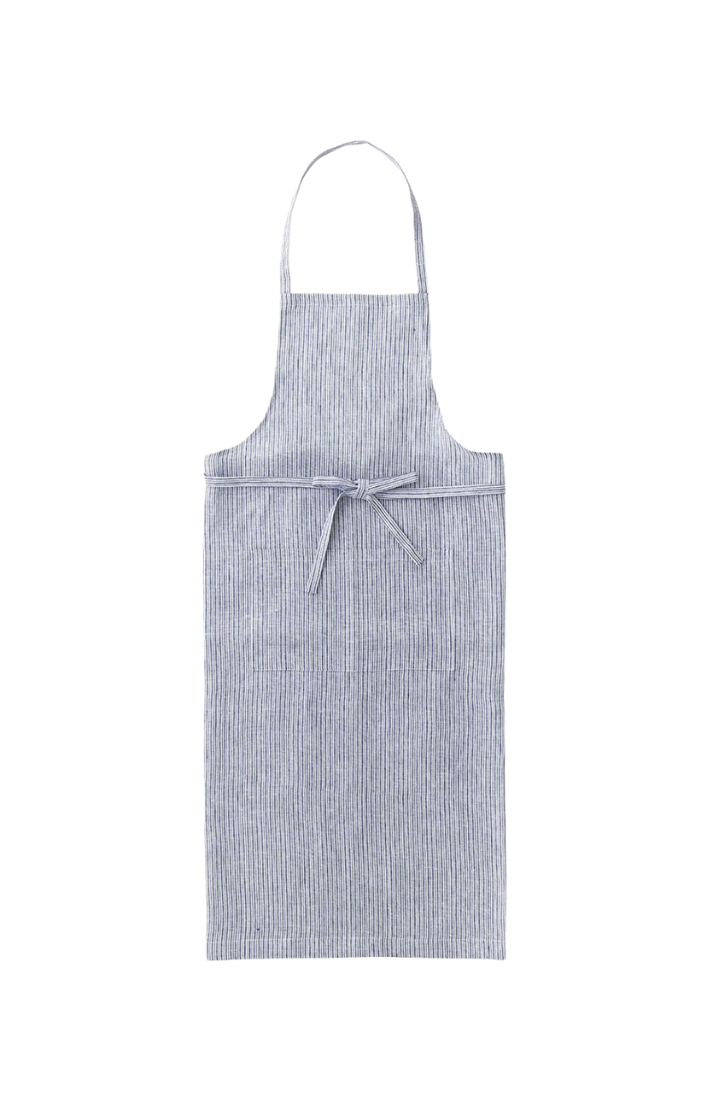 Linen Apron - Grey/White Stripe
