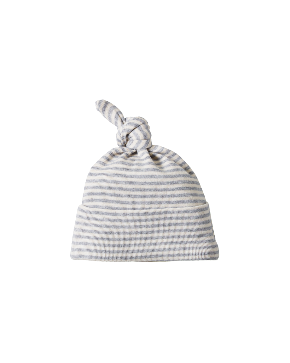 Cotton Knotted Beanie - Greymarl Stripe