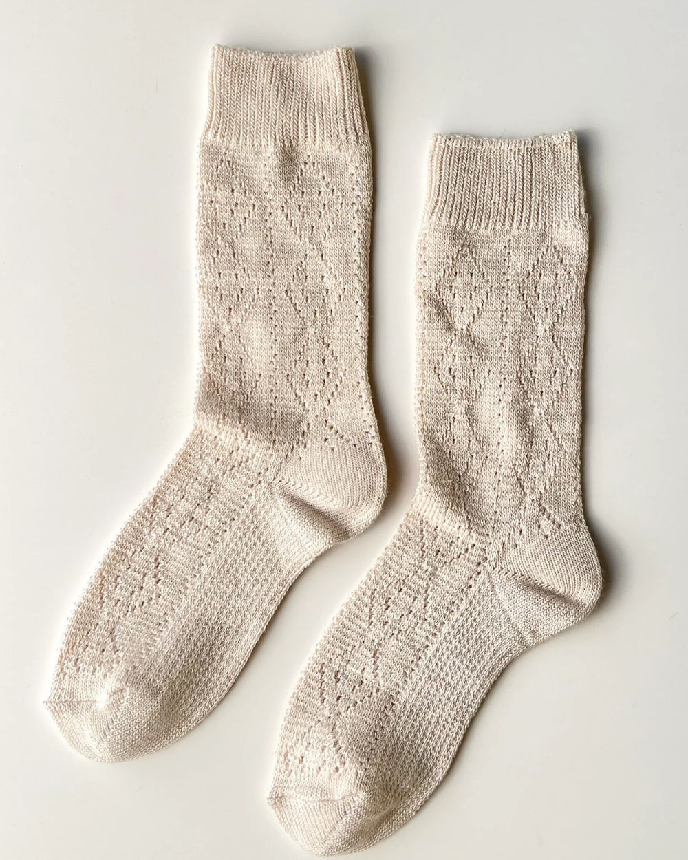 Modal Eyelet Socks - Oyster