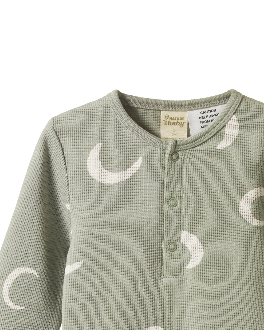 Longsleeve Waffle Pyjamas - Crescent Print