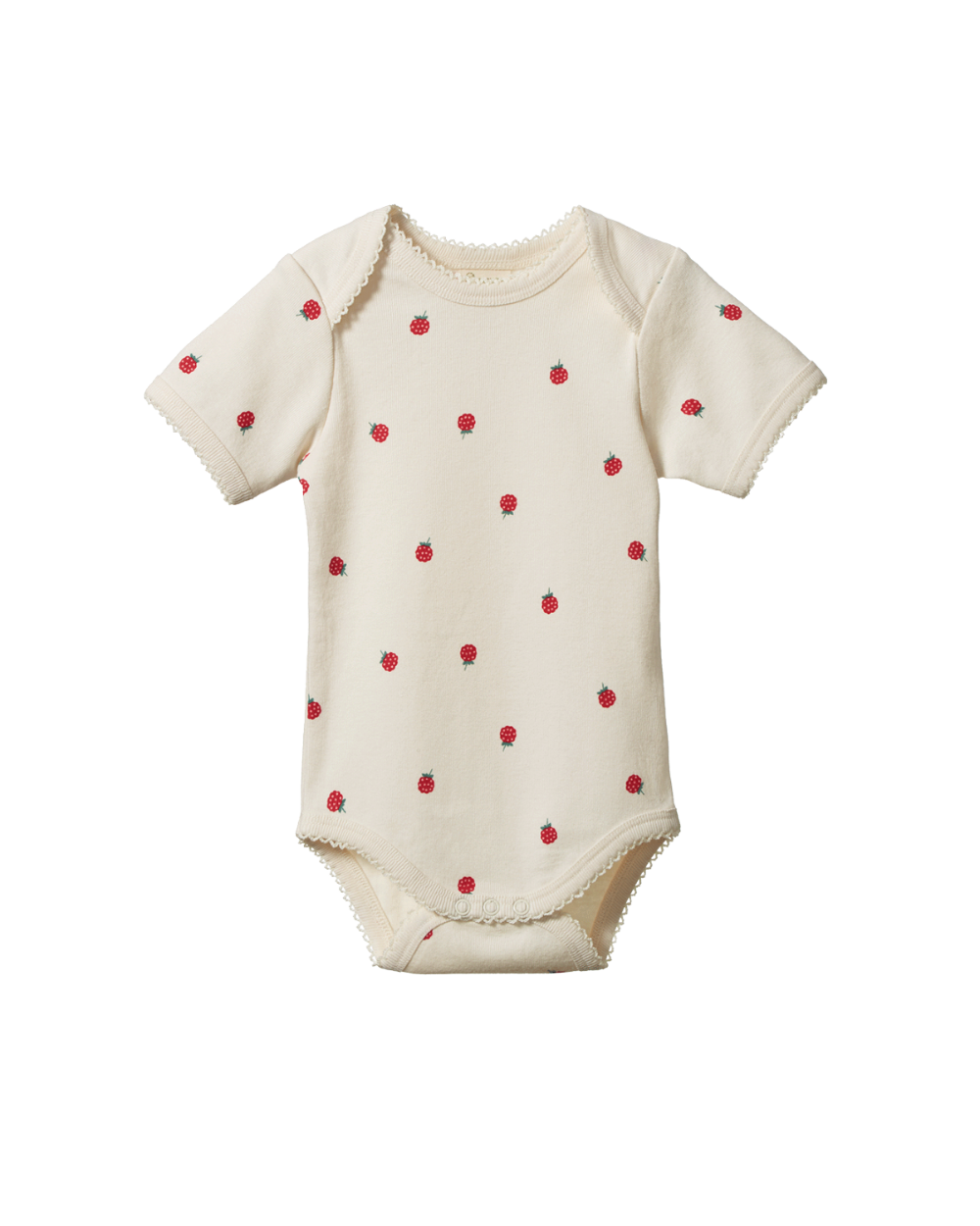 Organic Cotton Shortsleeve Bodysuit - Raspberry Print
