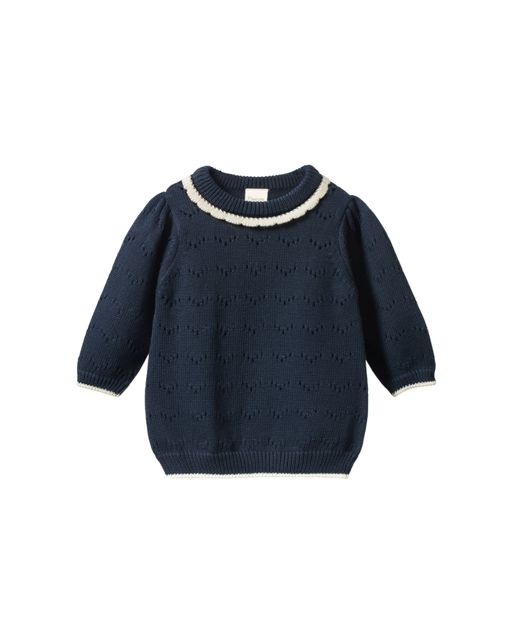 Long Sleeve Maeve Tee - Navy Pointelle
