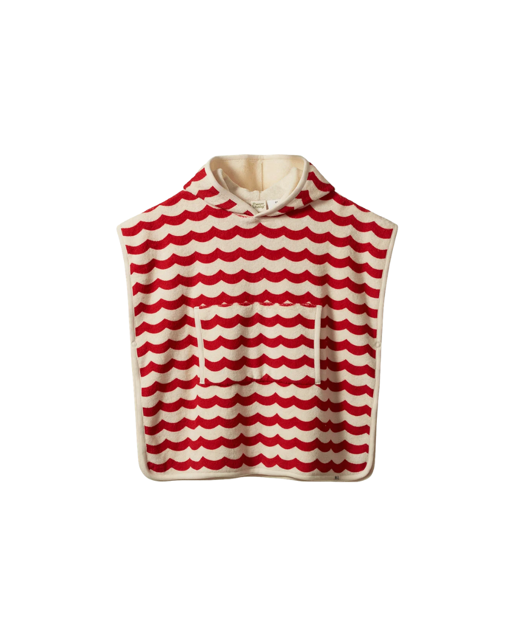 Hooded Poncho Towel - Waves Red Print