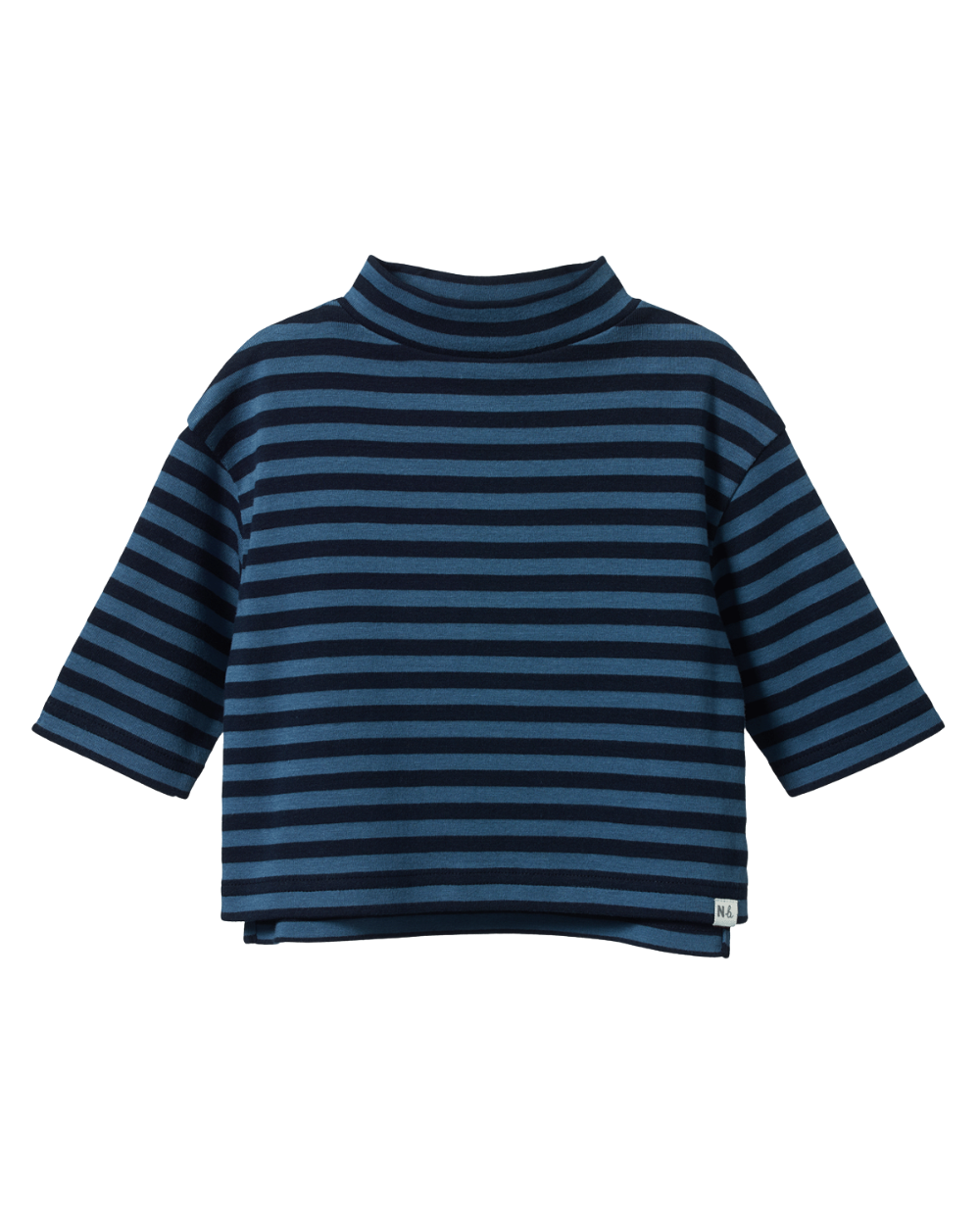 Turtle Neck - Navy/Teal Stripe