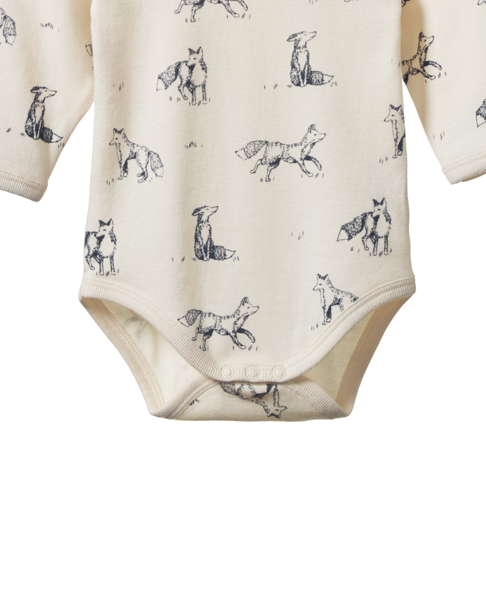Organic Cotton Longsleeve Bodysuit - Foxy Print