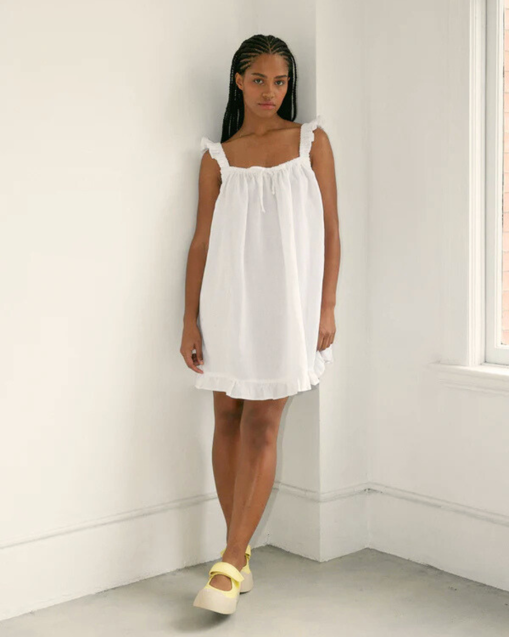 The Ruffle Mini Dress - Cream Gauze