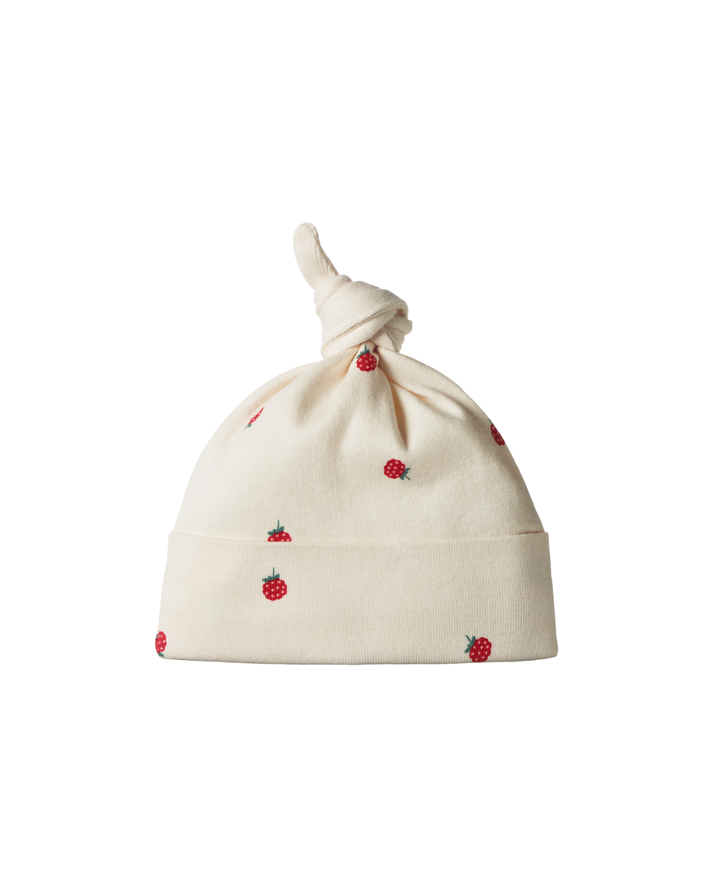 Cotton Knotted Beanie - Raspberry Print