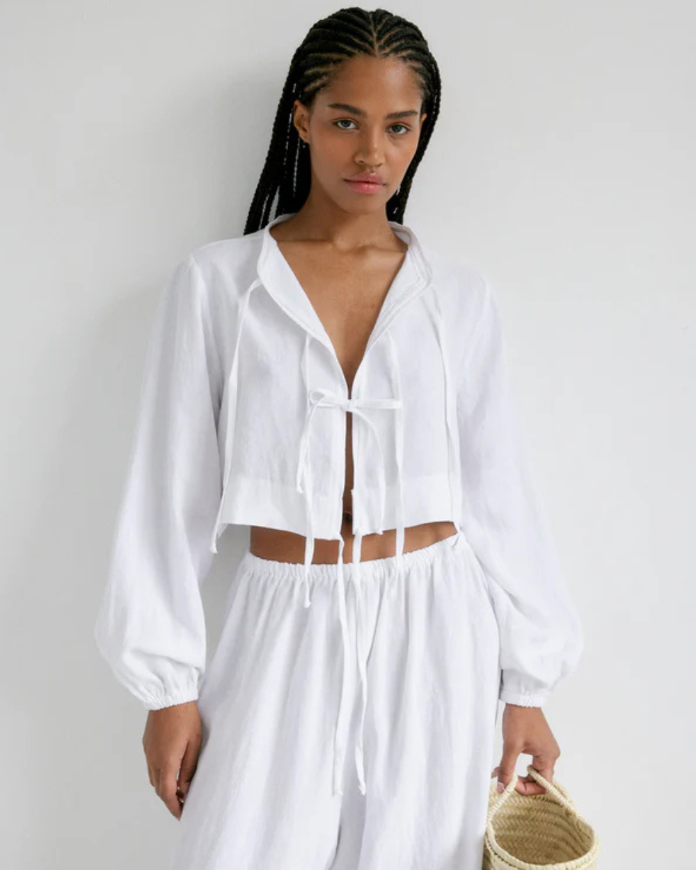 The Tie Top - White Linen