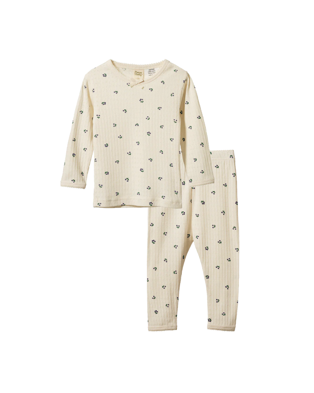 Long Sleeve Pointelle Pyjamas - Winter Berry Print