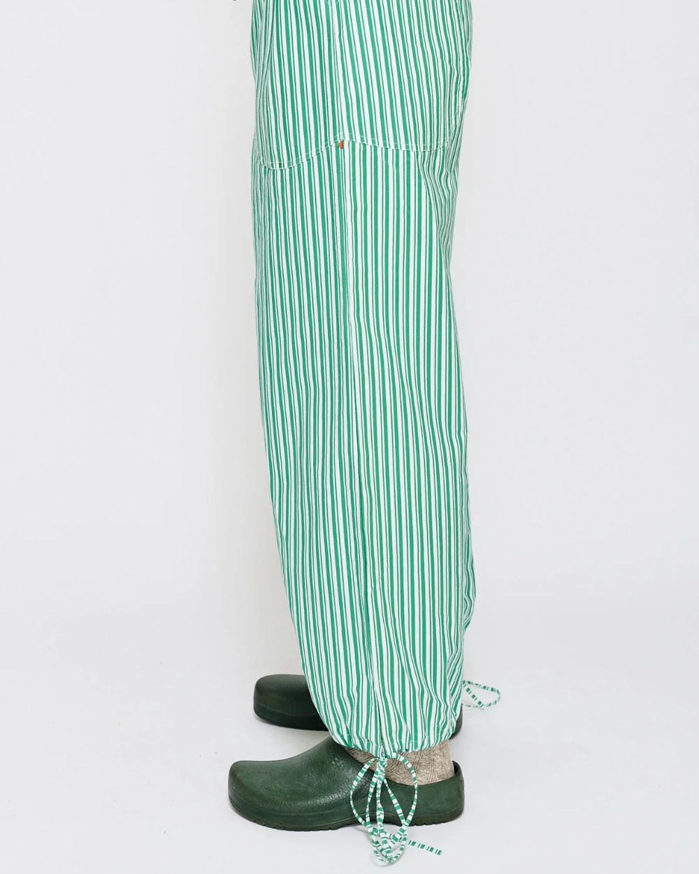 Drawstring Pant - Green/White Stripe