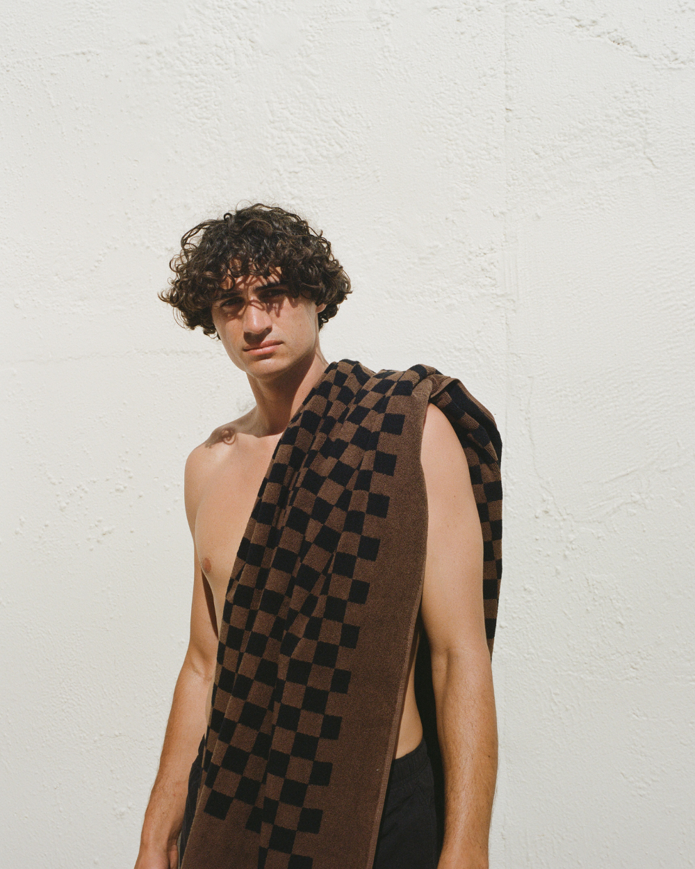 Roman Pool Towel - Tabac & Noir